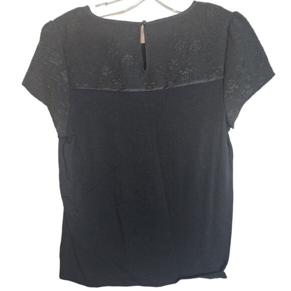 Elle Black Mixed Media Blouse, Small - Picture 5 of 7